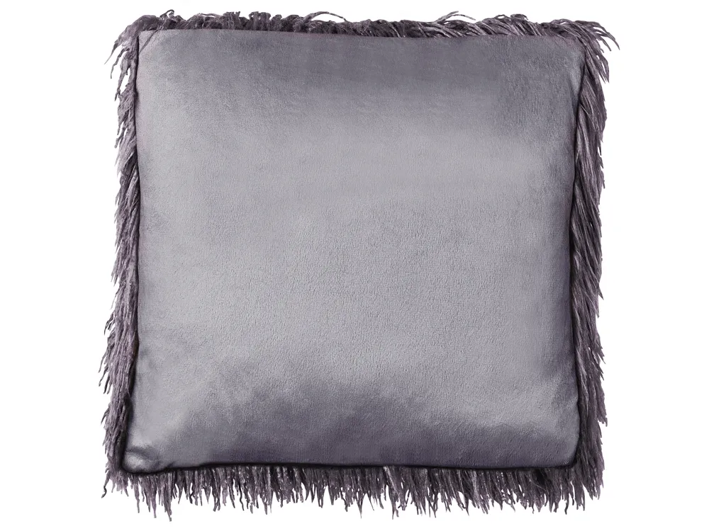 Dekokissen 2er Set COROKIA 45 x 45 cm Webpelz Dunkelgrau Ohne Muster_887733