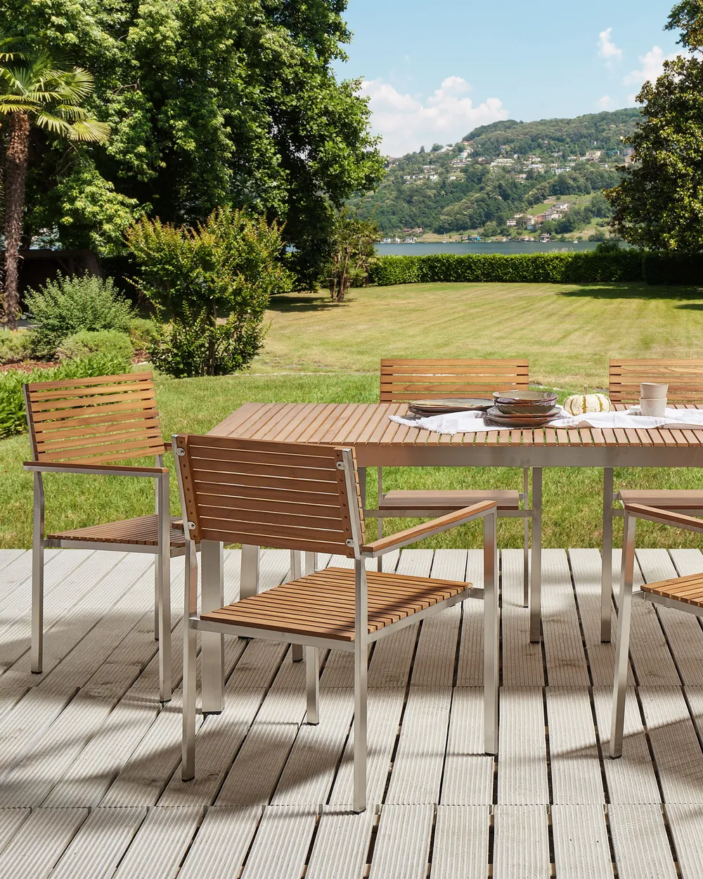 Gartenstuhl 6er Set VIAREGGIO zertifiziertes Teakholz Braun