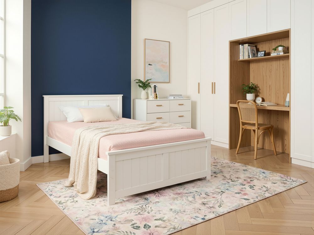 Bed Pine Wood SABRAN 120 x 200 cm (EU Small Double) White