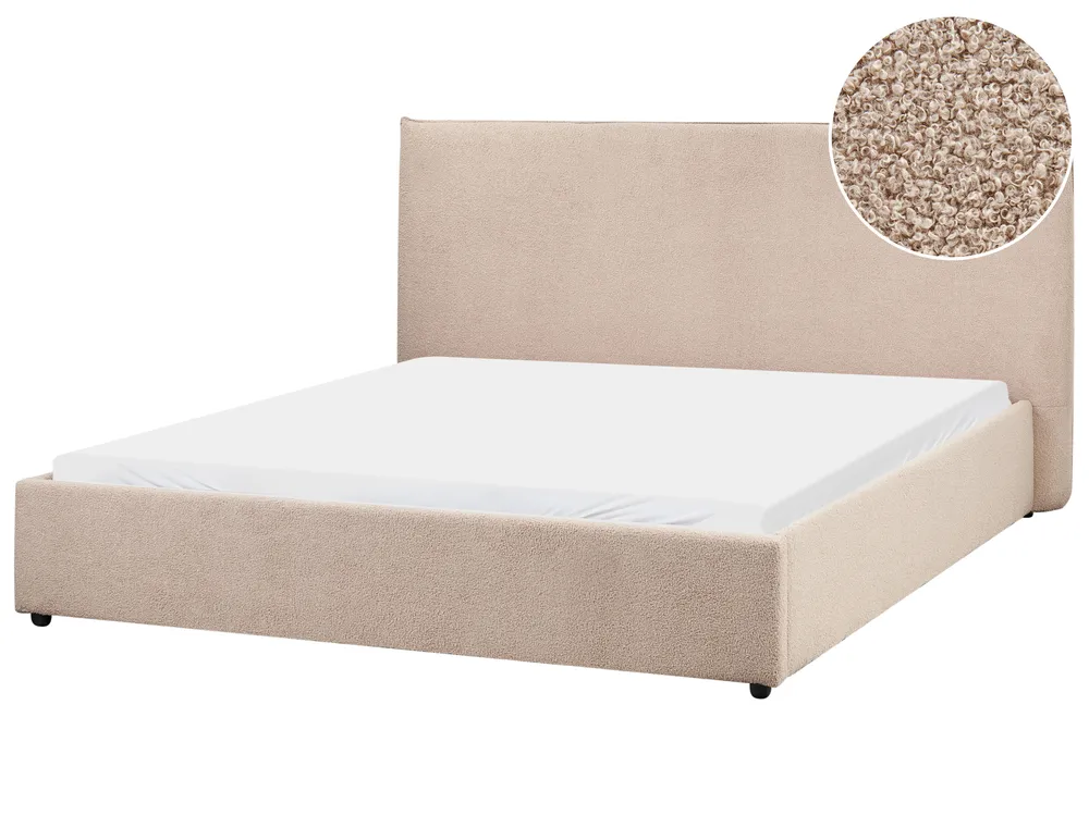 Bett mit Lattenrost Bouclé LAVAUR 160 x 200 cm Taupe