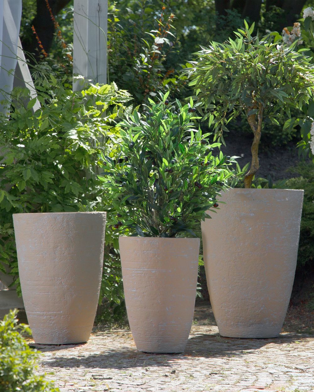 Set van 2 bloempotten CAMIA 43 cm Beige