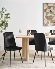 Set of 4 Dining Chairs KIRBY Velvet Black_1024779