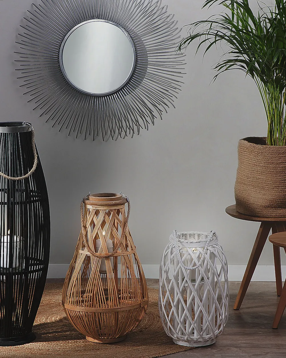 Lantern MAURITIUS 40 cm Willow Wood White_734188