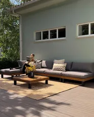 Garten Ecksofa mit Tisch 5-Sitzer FRAZZANO modular zertifiziertes Akazienholz Grau_1072006