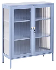 Vitrine mit Glastüren HARLYN  90 cm Metall Blau_1160843