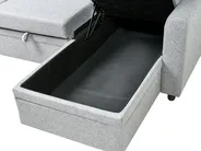 Corner Sofa Bed 3 Seater NASSJO Faux Linen Grey Left Hand_999934