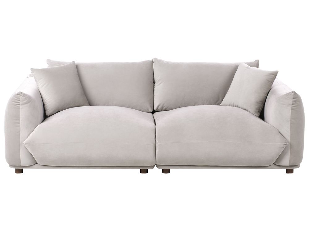Sofa 3-Sitzer LUVOS Samtstoff Taupe