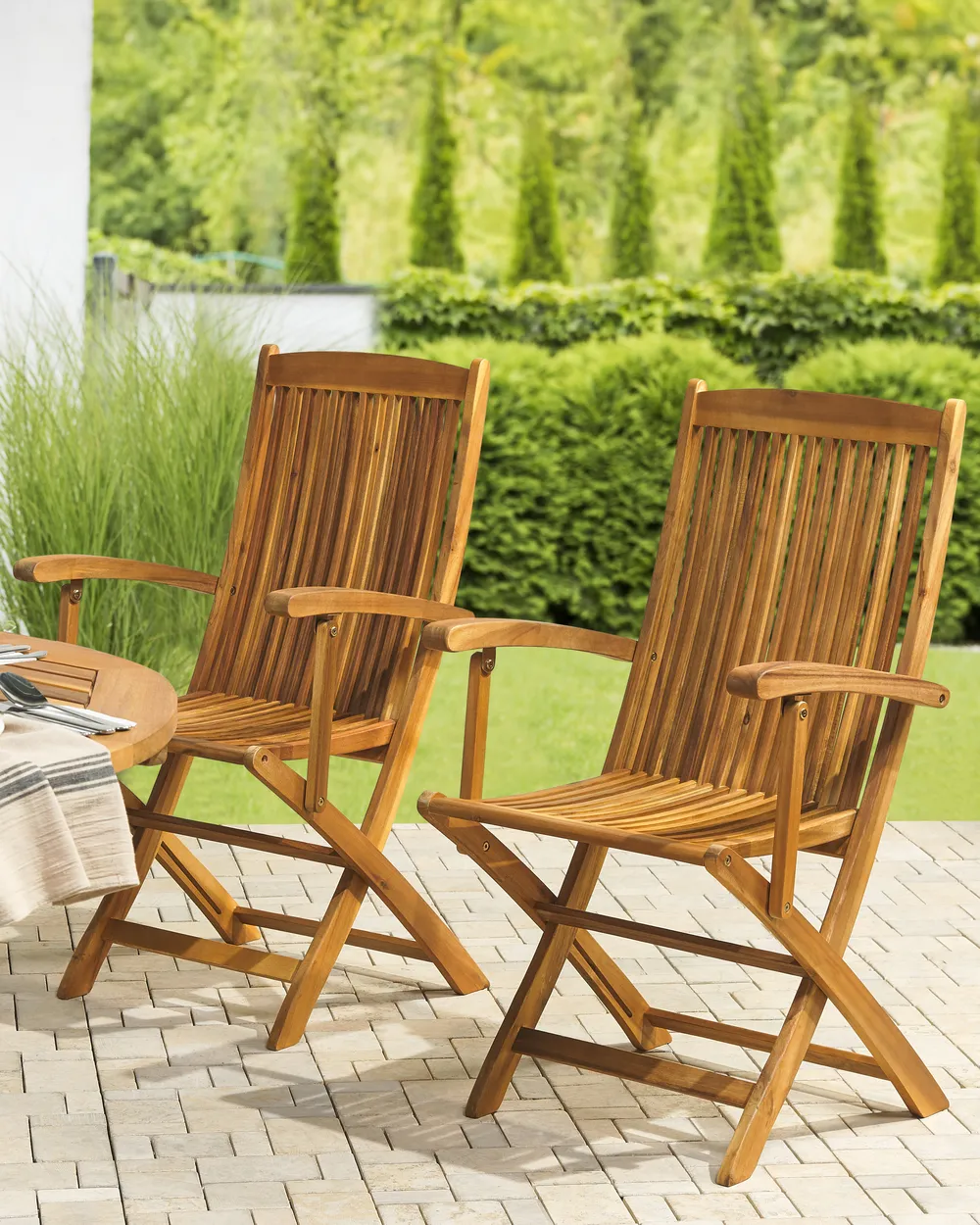 Gartenstuhl 2er Set MAUI Akazienholz Hellbraun