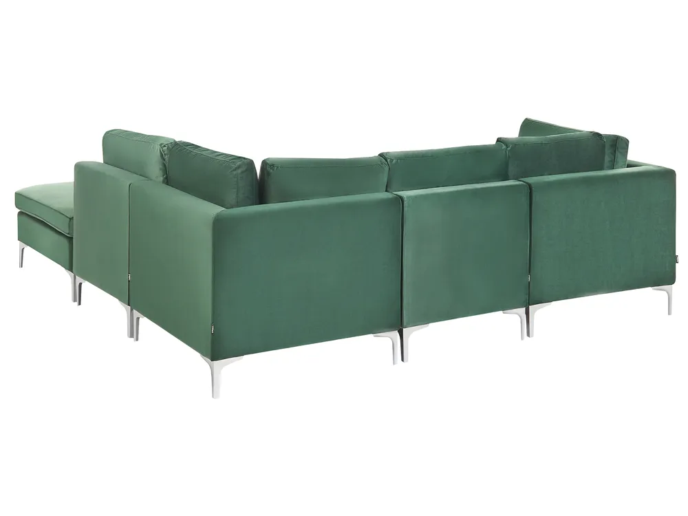 Modul Ecksofa 4-Sitzer EVJA mit Ottomane Samtstoff Grün linksseitig_825920