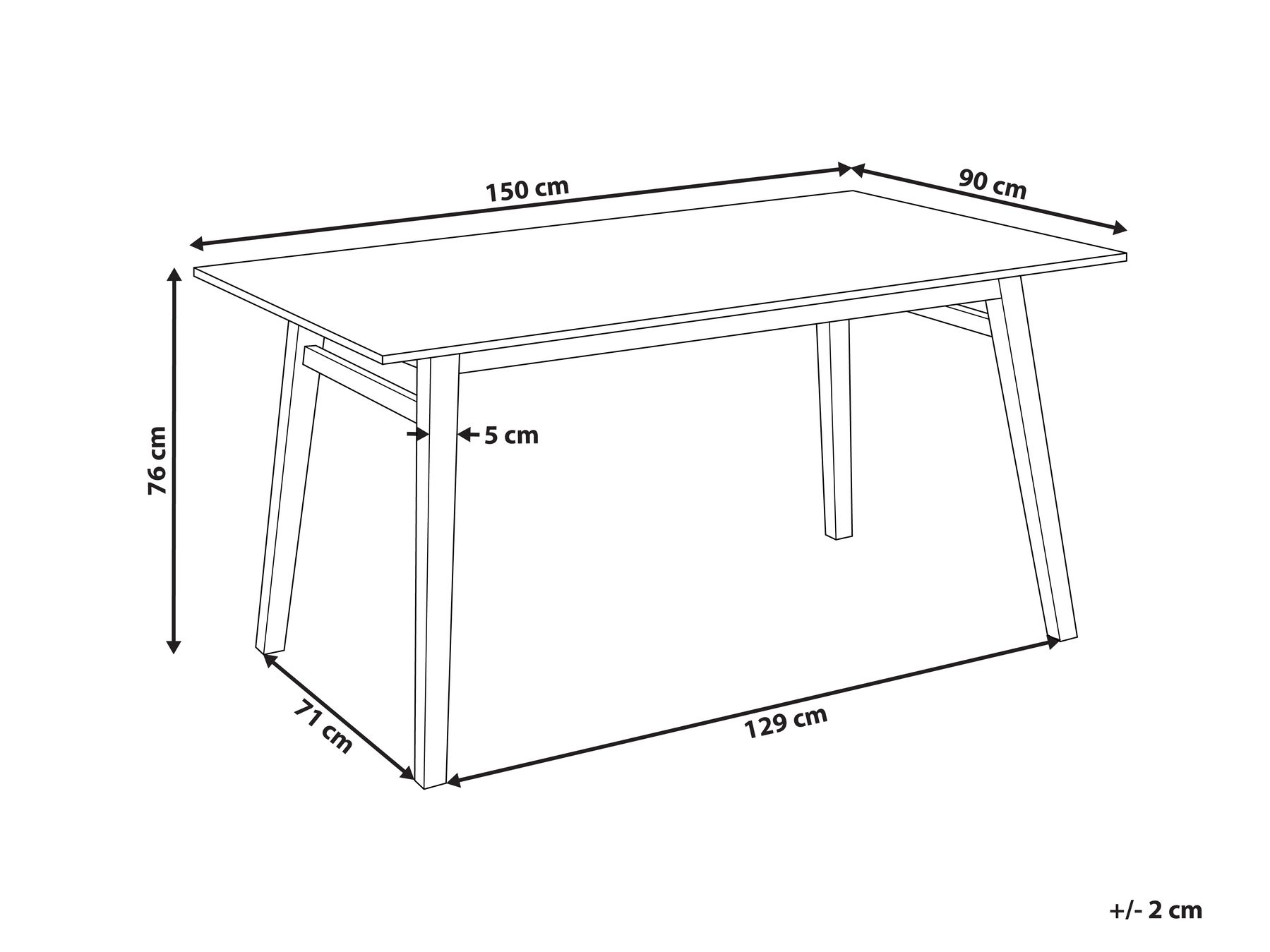 Esstisch VARLEY Naturfarbene Esche 150 cm 90 cm_897126