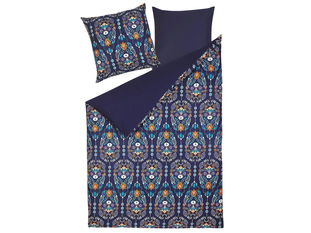 Bettwäsche-Set MADRONA 155 x 220 cm Baumwollsatin Dunkelblau_811440