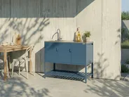 Outdoor-Küche 2er Set mit Spüle MAENZA Blau Metall_1044868