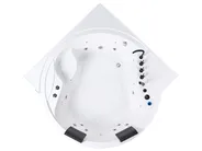 Corner Hot Tub with LED MANRESA 2250 x 1600 mm with Built-In Bluetooth Speaker White_1029634