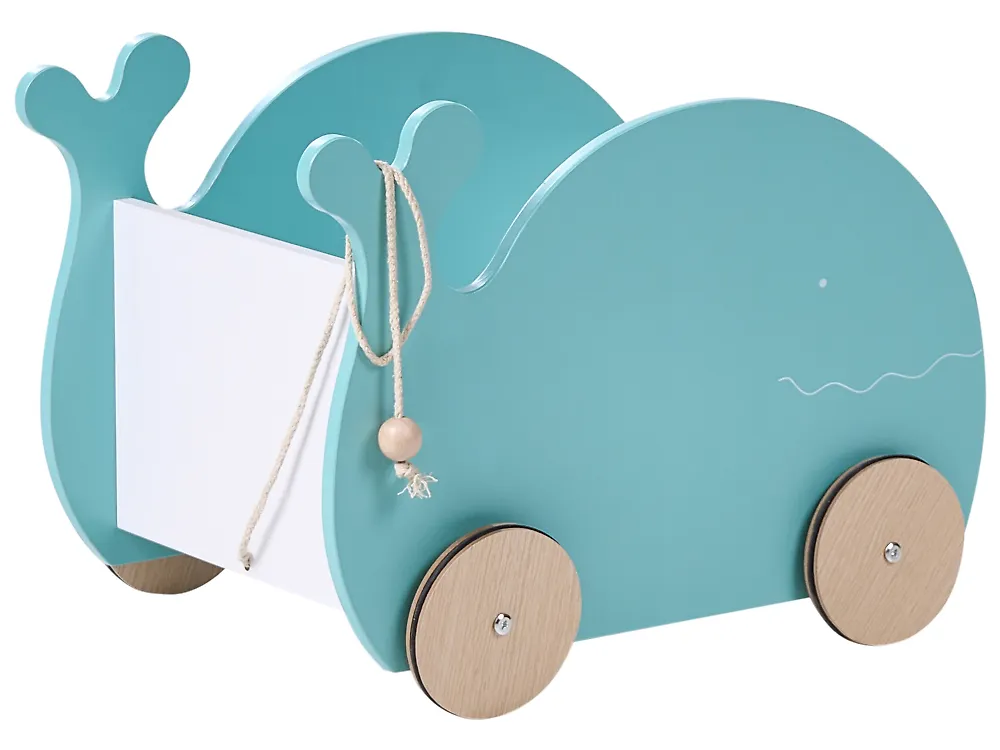Spielzeugkiste mit Rädern WOOLI Wal 30 cm Blau