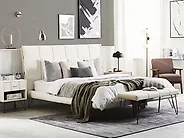 Bett mit Lattenrost Kunstleder BETIN 160 x 200 cm Hellbeige_1172179