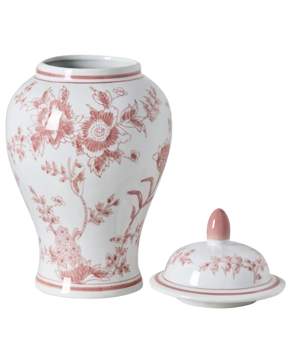 Vase mit Deckel SEWILLA 38 cm Porzellan Rot / Weiß_1052907
