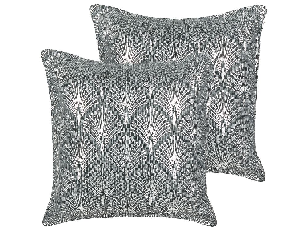 Dekokissen 2er Set HOYA 45 x 45 cm Baumwolle Grau Geometrisches Muster