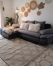 Teppich KACEM Beige 160 x 230 cm Baumwolle_983292