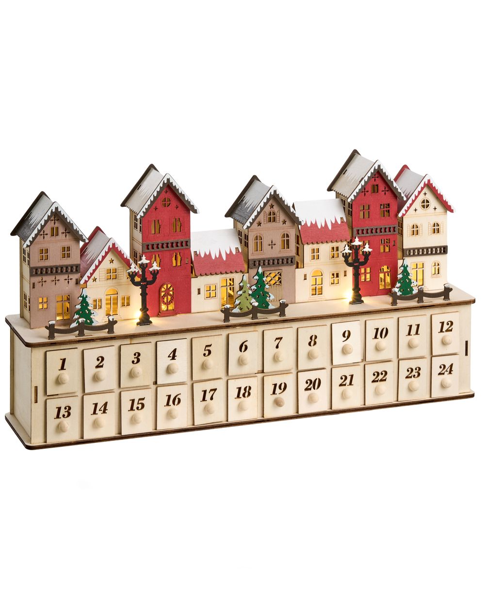 Weihnachtsdekoration LED VISTERFLO 24 cm Adventskalender Hellbraun