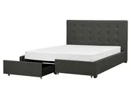 Bed with Storage Drawers LA ROCHELLE Fabric Dark Grey 160 x 200 cm (EU King Size)_904615
