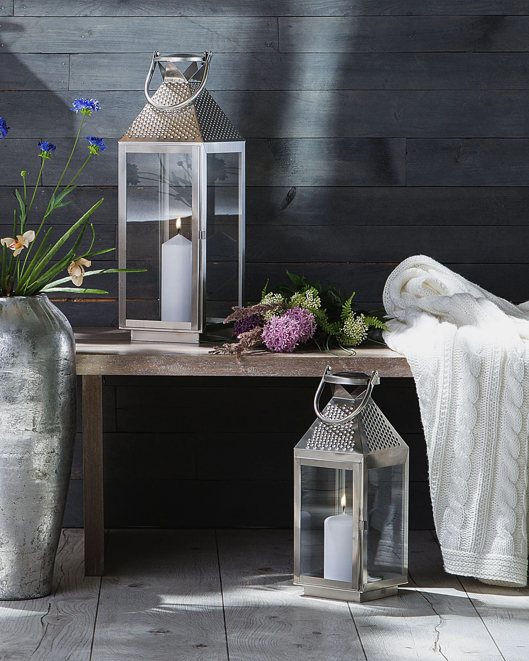 Lantern BALI 55 cm Stainless Steel Silver_724041