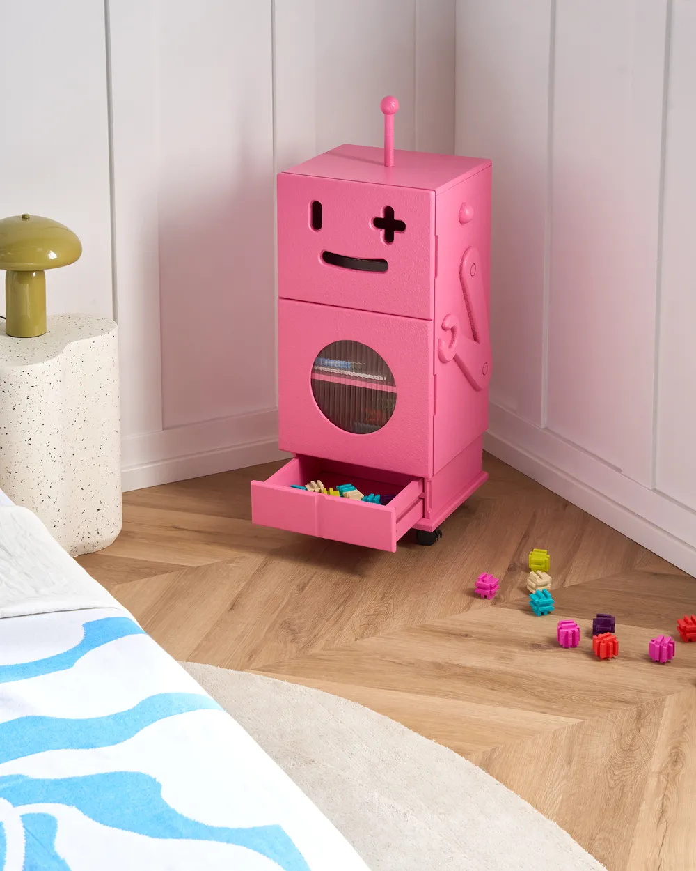 Schrank EDGAR 89 cm Rosa mit Rdern - Beliani.de