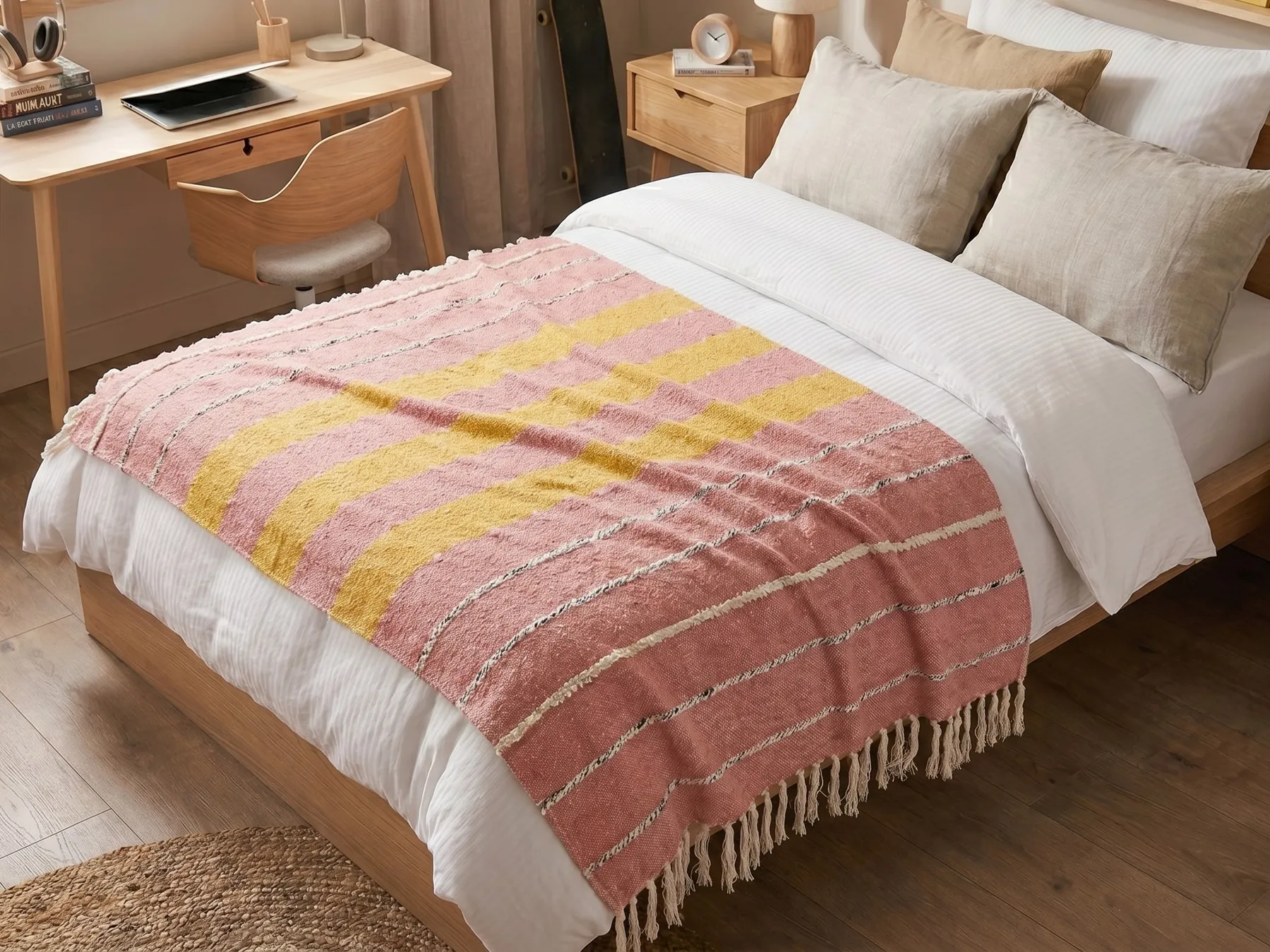Kuscheldecke NAIKHU Baumwolle 130 x 170 cm Hellrot_834441
