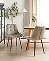 Esszimmerstuhl 2er Set MELROSE Samtstoff Taupe