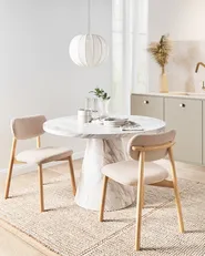 Esszimmerstuhl 2er Set MILLS Bouclé Hellbraun / Hellbeige_975920