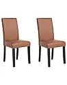 Esszimmerstuhl 2er Set BROADWAY Kunstleder Goldbraun