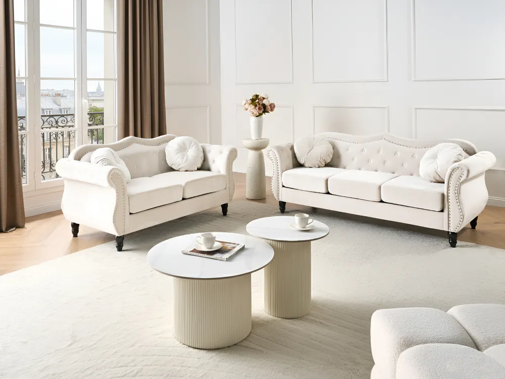 Sofa 2-Sitzer SKIEN Samtstoff Hellbeige_1034007