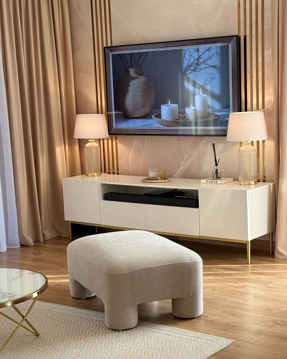Ottomane HOGBO Stoff Beige_1175484