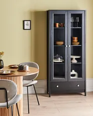 Vitrine mit Glastüren NORNALUP 80 cm Schwarz_949973