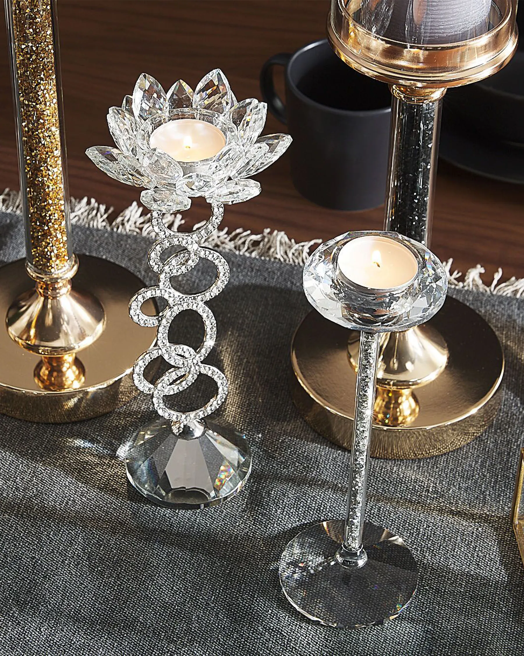 Kerzenständer KOFI 23 cm Glas Silber_723628