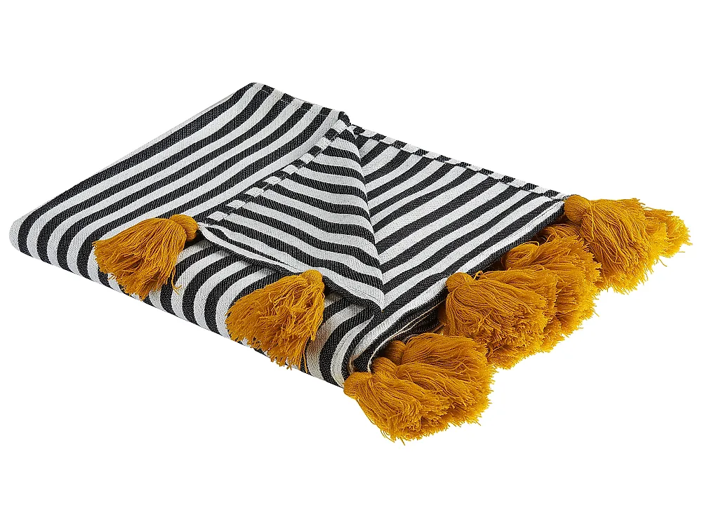 Kuscheldecke SUNWAL Stoff 130 x 170 cm Schwarz / Weiß
