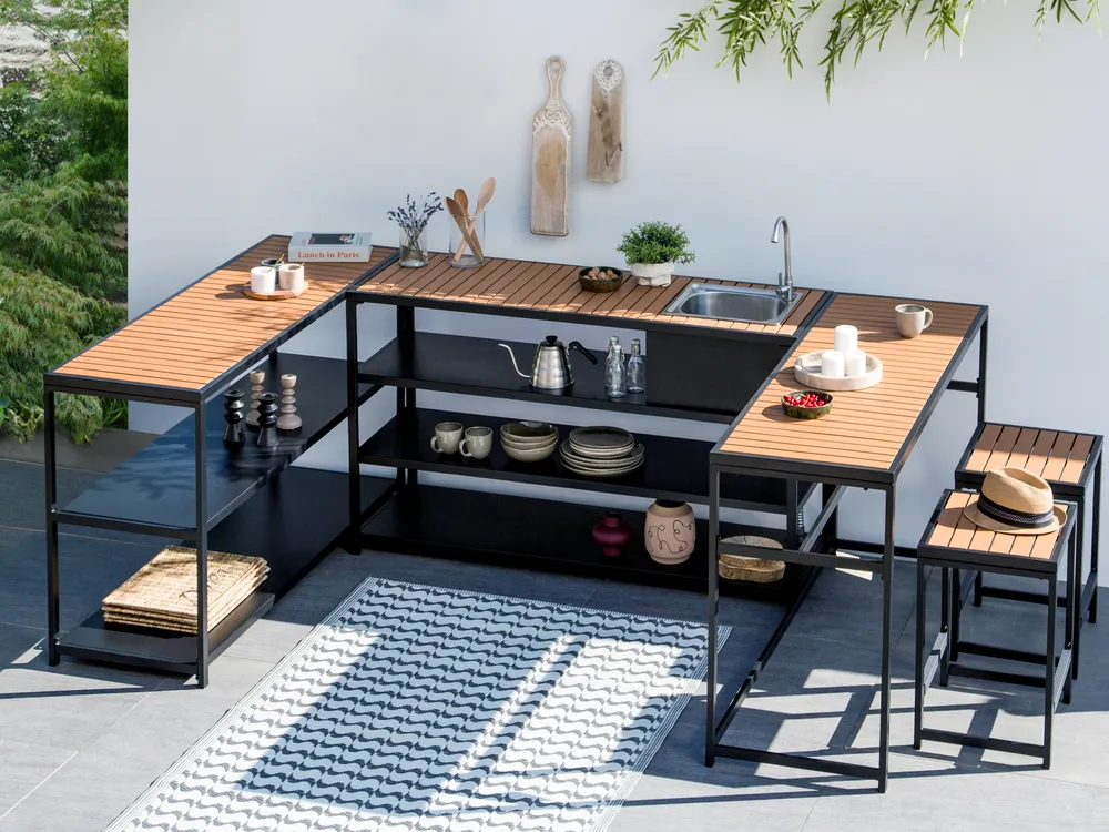 Outdoor-Küche mit Spüle AVETRANA Schwarz Metall