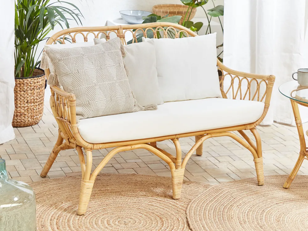 Garden Lounge Set with Table 4 Seater SIBARI Rattan Natural_803298