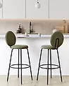 Set mit 2 Barstühlen EMERY Bouclé Dunkelgrün