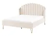 Bett mit Lattenrost Samtstoff AMBILLOU 140 x 200 cm Hellbeige