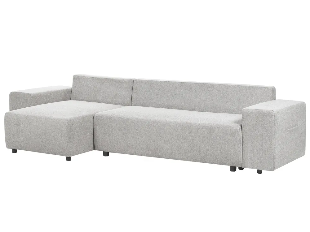 Corner Sofa Bed 3 Seater LUSPA with Storage Fabric Light Grey Right Hand_901009