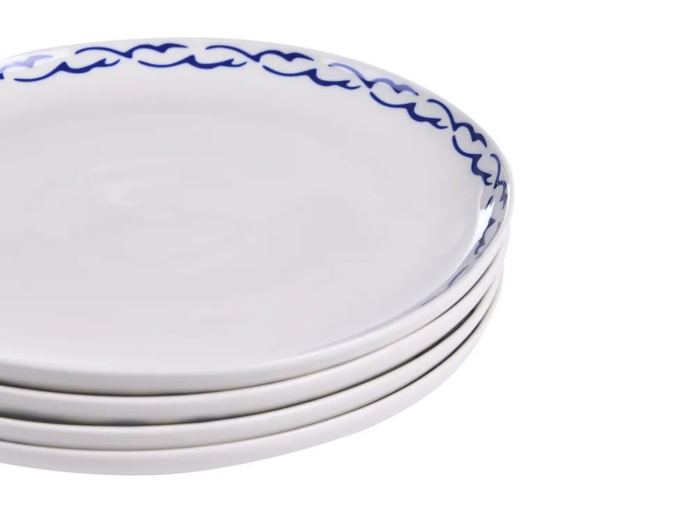 Tafelservice 24-teilig AMCHUR Porzellan Weiß / Blau_1063962