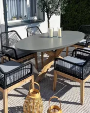 Gartenmöbel Set 6-Sitzer ORISTANO inkl. Kissen Beton Schwarz_994221