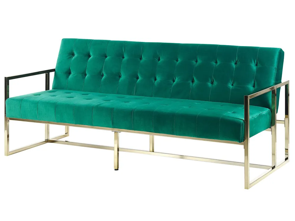 Sofa Bed 3 Seater MARSTAL Velvet Emerald Green_796256