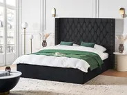 Bett mit Stauraum LUBBON Samtstoff Schwarz 160 x 200 cm_833818