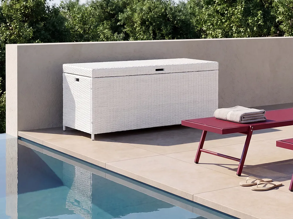 Storage Box MODENA 158 cm 63 cm PE Rattan White_1155501