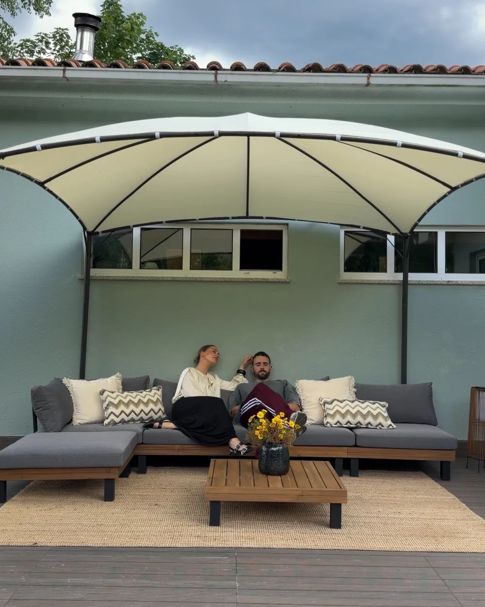 Gazebo VOMERO 305 cm 305 cm Metal Beige_1072017