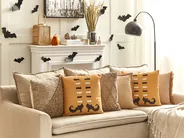 Dekokissen 2er Set COVASNA 45 x 45 cm Samtstoff Orange Abstraktes Muster_830230