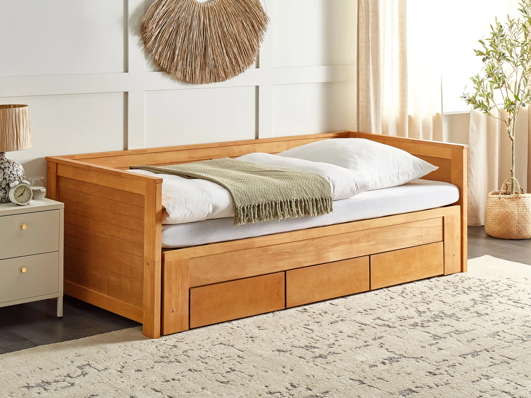 Bett mit Schubladen Holz CAHORS 90 x 200 cm Braun_912559
