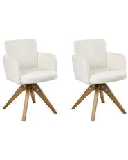 Set of 2 Dining Chairs Swivel EVELYN Boucle Off-White_1038197