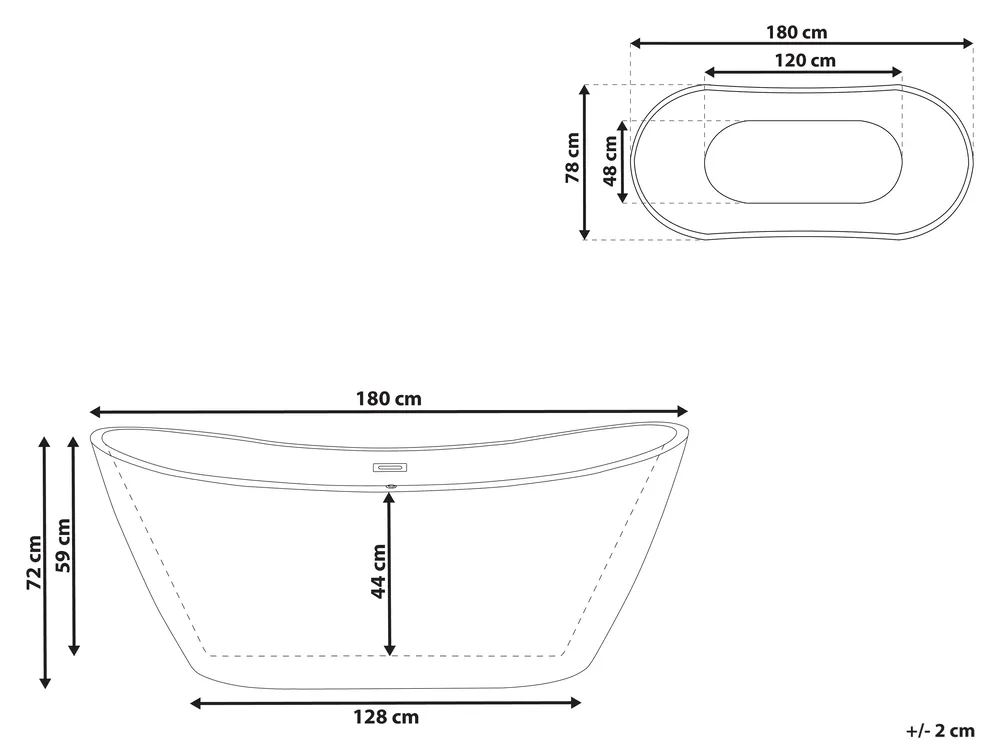 Freistehende Badewanne ANTIGUA 180 x 78 cm Schwarz_798086